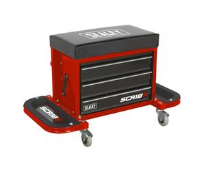 Sealey SCR18R Mechanicfts Utility Seat & Toolbox - Red