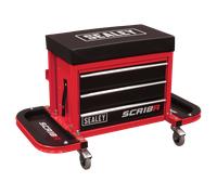 Sealey SCR18R Mechanics Utility Seat Toolbox Hi-Vis RED