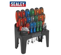 Sealey S01090 Hex Key with Screwdriver Bit Set, 44 Pieces