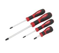Sealey Screwdriver Set 4PC Magnetized Tips Satin Finished CRV Steel Soft Grip