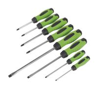Sealey Screwdriver Set 8Pc Hammer-Thru Hi-Vis Green Hv002