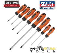Sealey Screwdriver Set Flat Pozi Phillips Hi Vis Orange HV003 Premier 8pc