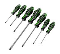 Sealey Screwdriver Set Magnetic GripMax Hi Vis Green Slotted & Phillips 7PCS