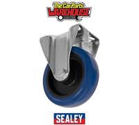 Sealey SCW3125FPEM Heavy-Duty Blue Elastic Rubber Fixed Castor Whe...