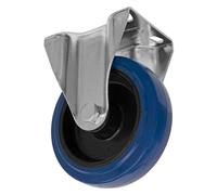 Sealey SCW3125FPEM Heavy-Duty Blue Elastic Rubber Fixed Castor Wheel Ø125Mm - Trade