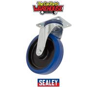 Sealey SCW3200SPEM Heavy-Duty Blue Elastic Rubber Swivel Castor Wheel Ø200Mm - Trade