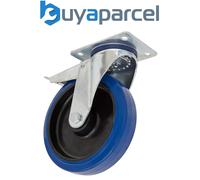 Sealey Swivel Castor Wheel Heavy-Duty Blue Elastic Rubber with Total Lock 200mm