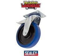 Sealey Swivel Castor Wheel Heavy-Duty Blue Elastic Rubber with Total Lock 200mm