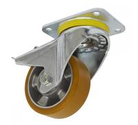 Sealey Swivel Plate Total Lock Castor Polyurethane 125mm