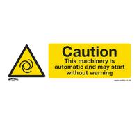 Sealey SS47V1 Warning Safety Sign - Caution Automatic Machinery - Self-Adhesive Vinyl