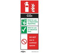 Sealey Self Adhesive Vinyl CO2 Fire Extinguisher Sign Pack of 10 75mm 210mm Standard