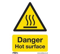 Worksafe Warning Safety Sign - Danger Hot Surface - Self-Adhesive Vinyl