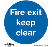 Sealey Self Adhesive Vinyl Fire Exit Keep Clear Sign 200mm 200mm Standard