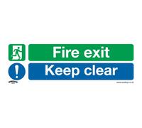 Sealey SS18V10 Safe Conditions Safety Sign - Fire Exit Keep Clear - Self-Adhesive Vinyl - Pack Of 10