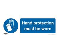 Sealey Self Adhesive Vinyl Hand Protection Must Be Worn Sign 300mm 100mm Standard