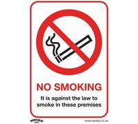 Sealey Self Adhesive Vinyl No Smoking On Premises Sign 150mm 210mm Standard