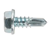 Sealey Self Drilling Hex Head Screw 4.8 x 13mm Zinc Plated 100 Pieces
