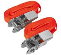 Self-Securing Ratchet Straps 25mm x 4.5m 500kg Breaking Strength - Pair