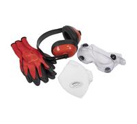 Sealey SEP2 Worksafe® Flexi Grip Gloves, FFP1 Mask, Goggles & Ear Defenders
