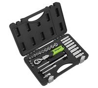 Sealey Socket Set Extendable Ratchet 1/4" Square Drive - 26 Piece