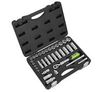 Siegen Socket Set Extendable Ratchet 3/8" Square Drive - 34 Piece
