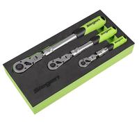 Sealey Siegen 3pc Extendable Flexi-Head Ratchet Wrench Set, with EVA Foam Storage Tray - S01297