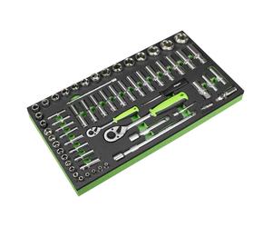Sealey Siegen 62Pce 1/4" & 1/2"Sq Drive Metric Socket Set With Tool Tray, S01271