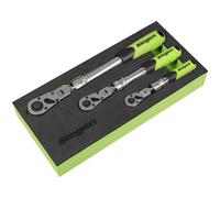 Sealey Siegen Extendable Flexi-Head Ratchet Wrench Set 3pc