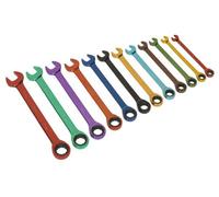 Sealey S01075 Ratchet Combination Spanner Set, Multi-Coloured Metric, 40mm x 245mm x 181mm, 12 Pieces