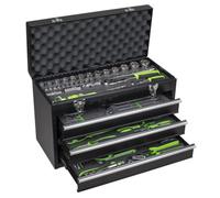 Siegen 3 Drawer Tool Chest + 98 Piece Tool Kit Black