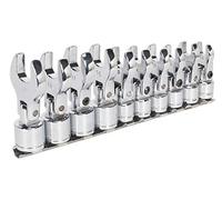 Sealey Siegen S01043 Flexible Crow's Foot Open End Spanner Set 10pc, Silver, 3/8"Sq Drive Metric