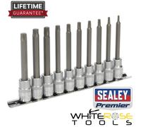 Sealey Socket Bit Set 10pc 3/8"Sq Drive 100mm Premier TRX-Star Socket Rail