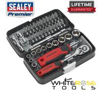 Sealey Socket Screwdriver Bit Set 72 Premier 38pc 1/4" Drive Tooth Ratchet