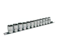 Sealey Socket Set AK2693 12pc 3/8" Drive Hexagon (6pt) WallDrive Metric