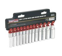 Sealey Socket Set 13 Pieces Deep 1/4" Square Drive Total Drive Ak69813D