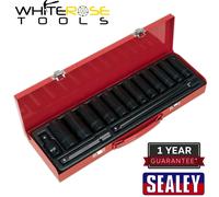 Sealey Socket Set 15pc 1/2"Sq Drive Deep Metric Premier Impact