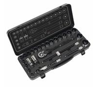 Sealey Socket Set 28pc 1/2"Sq Dr 6pt WallDrive Metric Black Sizes From 8 To 32mm