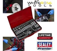 Sealey Socket Set 64Pc 3/8" 1/2" Square Drive 6 Point Walldrive Duometric Ak694