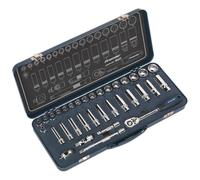 Sealey AK27481 Socket Set 34pc 3/8Sq Drive Lock-On™ 6pt Metric