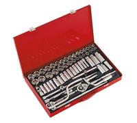 Sealey Socket Set 64Pc 3/8" 1/2" Square Drive 6 Point Walldrive Duometric Ak694