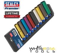 Sealey Socket Set Deep Hex Multi Coloured 10pc 1/2" Drive 13-24mm Premier