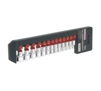 Sealey Socket Set Supplied On Rail 13 Pcs 1/4" Square Drive Total Drive Ak69813