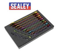 SEALEY SPANNER SET 12PC METRIC COMBINATION WRENCH RING OPEN IN EVA TRAY AK63267