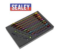 SEALEY SPANNER SET 12PC METRIC COMBINATION WRENCH RING OPEN IN EVA TRAY AK63267