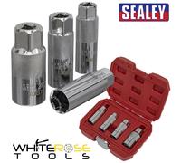 Sealey Spark Plug Socket Set 4pc 3/8" Drive 14mm 16mm 21mm Sockets Thin Wall