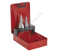 Sealey Spiral Flute HSS Cobalt Step Drill Bit Set 3pc