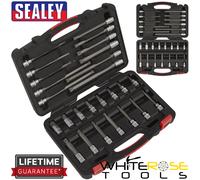 Sealey Spline Socket Bit Set 26pc 3/8" Drive M5-M16 Premier Long Reach 48-200mm