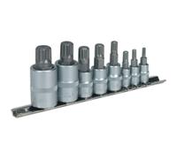 Sealey Spline Socket Bit Set 8pc 1/4", 3/8" & 1/2"Sq Drive Black Series