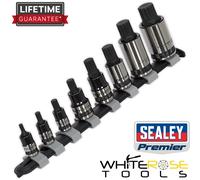 Sealey Spline Socket Bit Set Black 8 Piece 1/4" 3/8" 1/2" Drive M4-M16 AK6214B