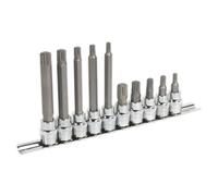 Sealey Spline Socket Bit Set Polished Finish 10 Pieces 3/8" Square Drive Ak6216